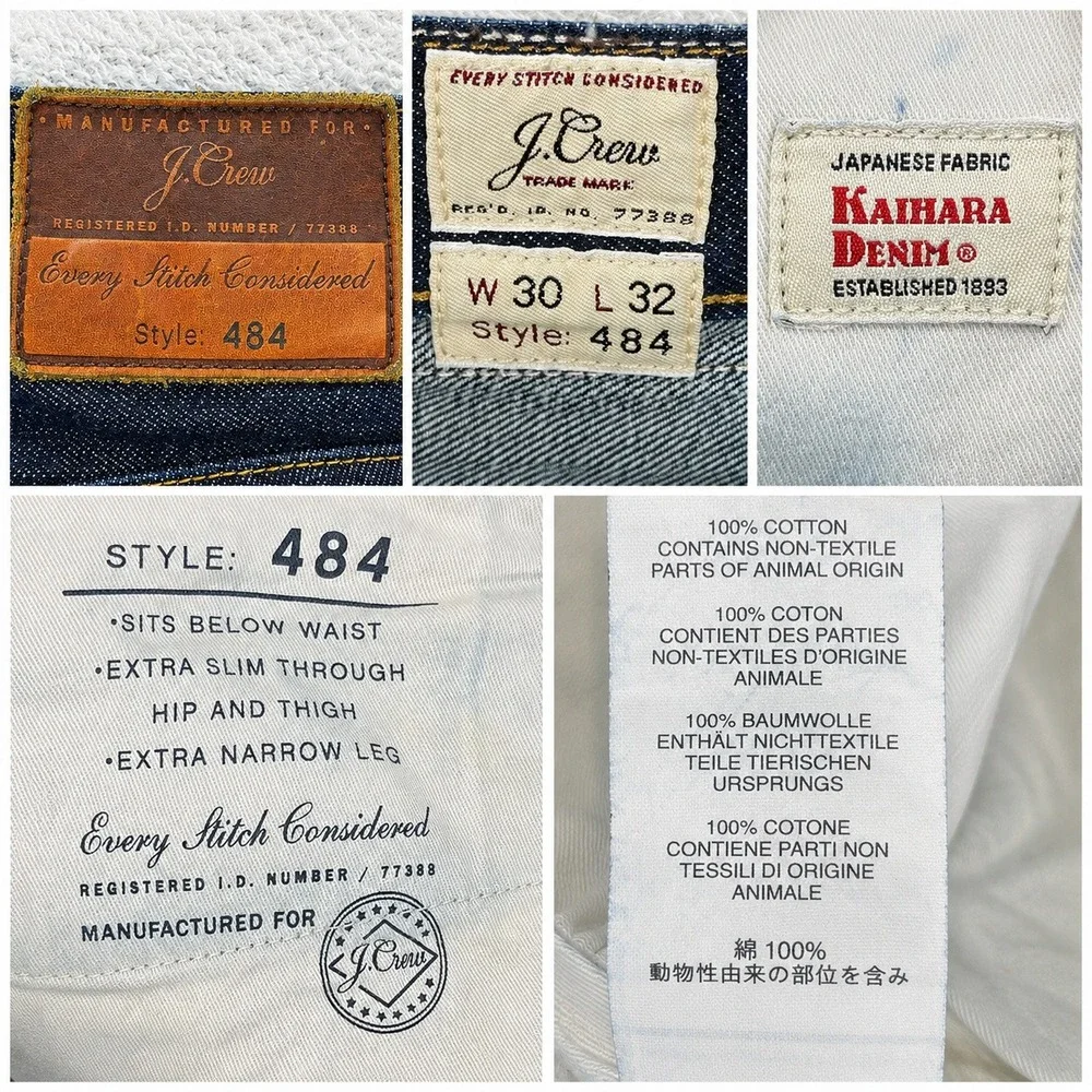 J. Crew Jeans Men 30x32 Blue 484 Slim Fit Japanese Kaihara Selvedge Denim